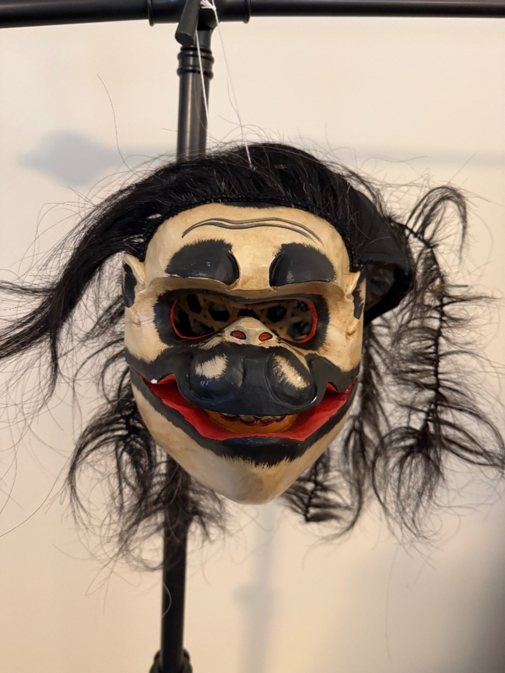 Vintage Balinese Hand Carved Wooden Monkey Mask Articulated Moving Jaw